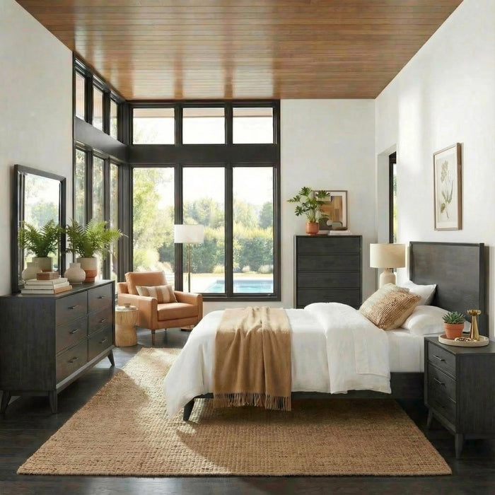 Century Modern King Platform Bed, Dresser & Mirror, Chest, Night Stand image