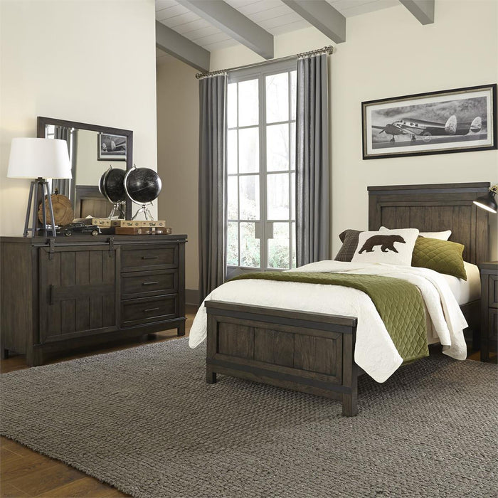 Liberty Furniture Thornwood Hills Twin Panel Bed in Rock Beaten Gray