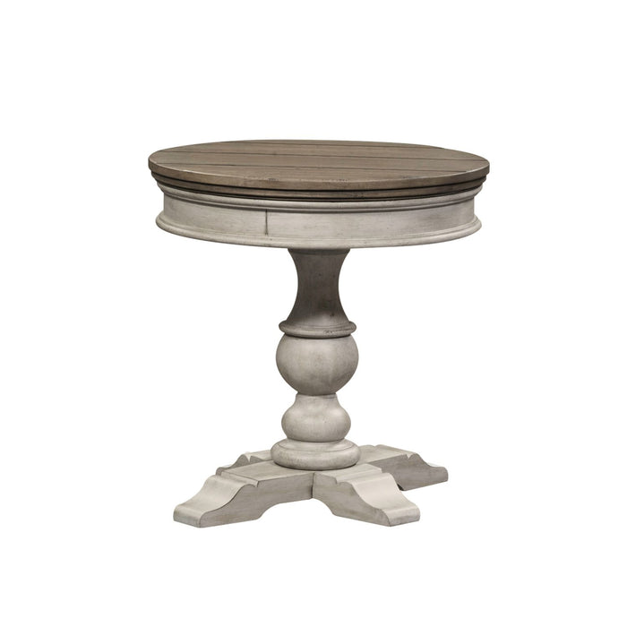 Heartland Round Pedestal Chair Side Table in Antique White image