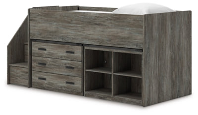 Frandern Loft Bed with Bookcase and Drawer Storage