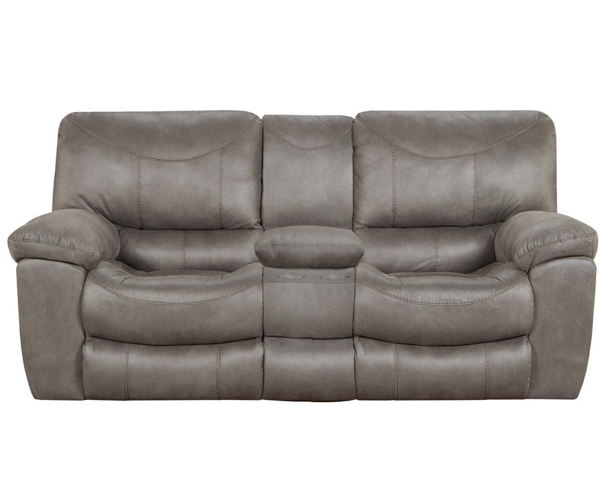 Catnapper Furniture Trent Reclining Console Loveseat w/ Storage & Cupholders in Charcoal