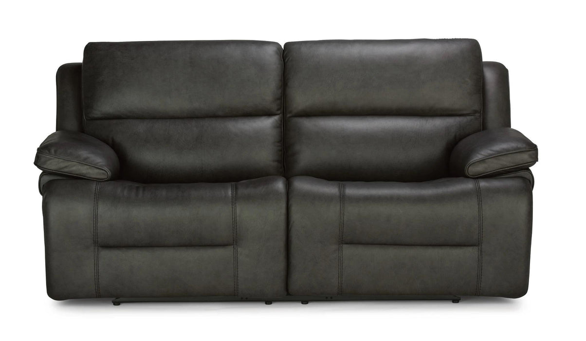 Flexsteel Latitudes Apollo Leather Power Reclining Sofa w/Power Headrests in Black