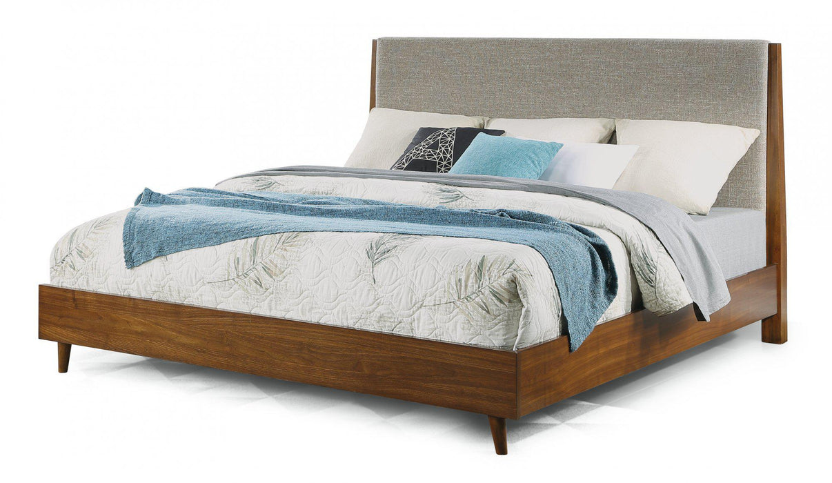 Flexsteel Wynwood Ludwig Upholstered California King Platform Bed in Medium Brown