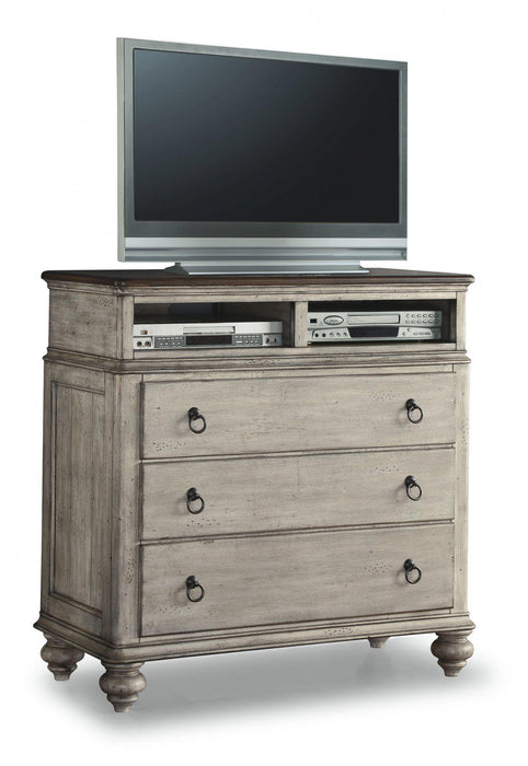 Flexsteel Wynwood Plymouth Media Chest in Whitewash Wood