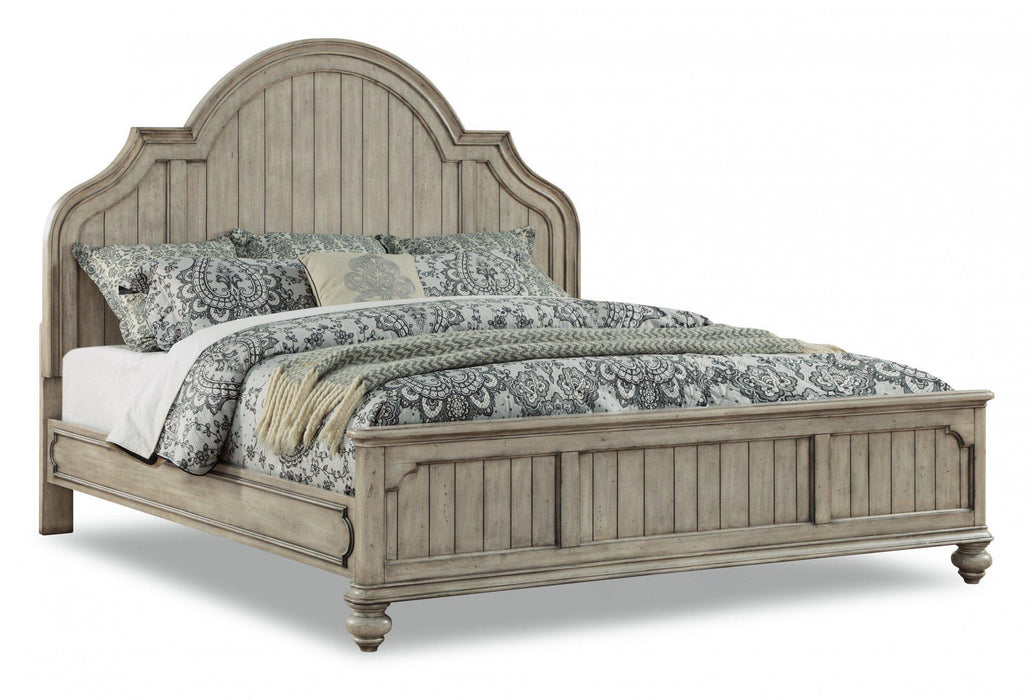 Flexsteel Wynwood Plymouth California King Panel Bed in Whitewash Wood