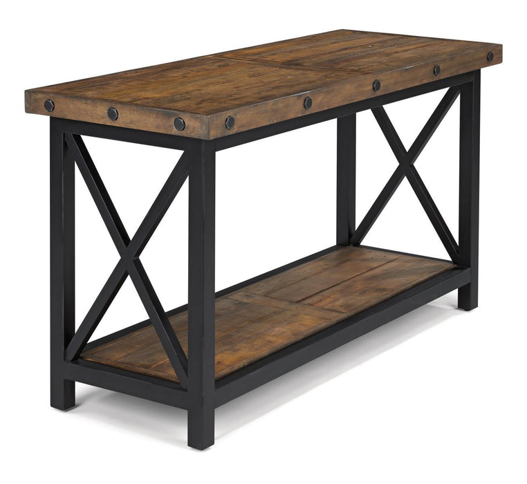 Flexsteel Carpenter Sofa Table in Rustic Brown