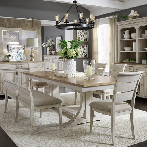 Farmhouse Reimagined Opt 6 Piece Trestle Table Set image