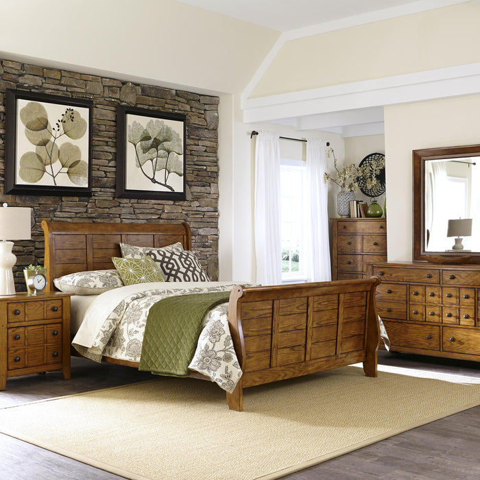 Grandpas Cabin King California Sleigh Bed, Dresser & Mirror, Chest, Nightstand image