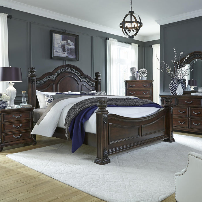 Messina Estates King Poster Bed, Dresser & Mirror, Chest, Nightstand image